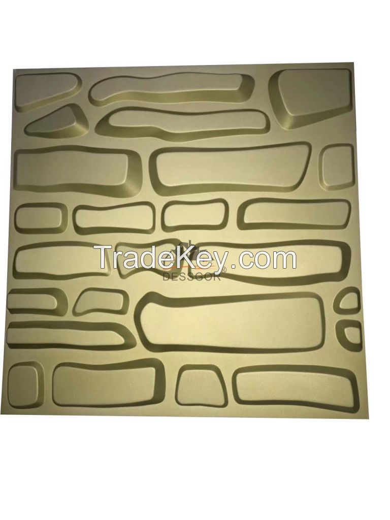 3D Decor Wall Panel Golden Background Wall Cladding PVC Ceiling