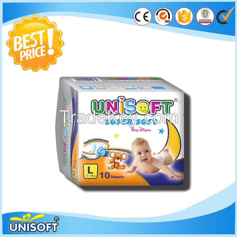 2016 Hot sell cheap factory price high absorption disposable unisoft baby diaper