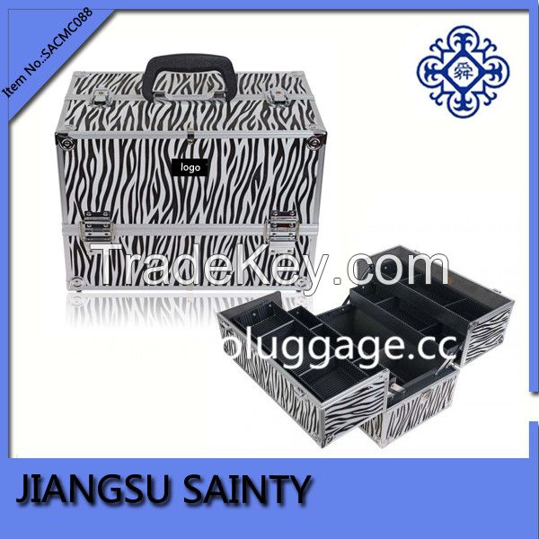 Popular zebra printing aluminum makeup artist case