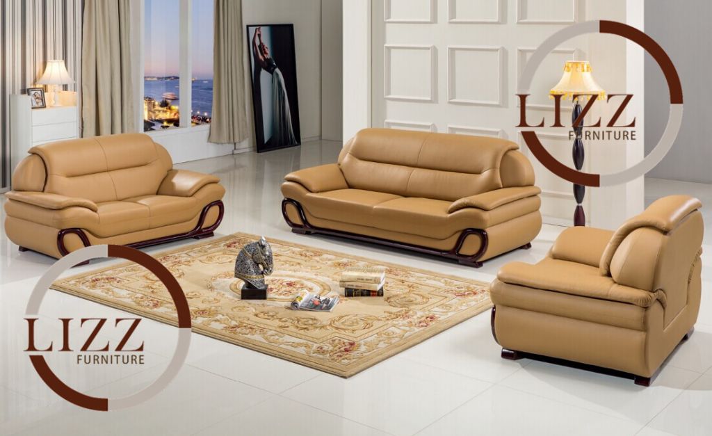 Foshan Leather Sofa Set Yellow L.PC203#