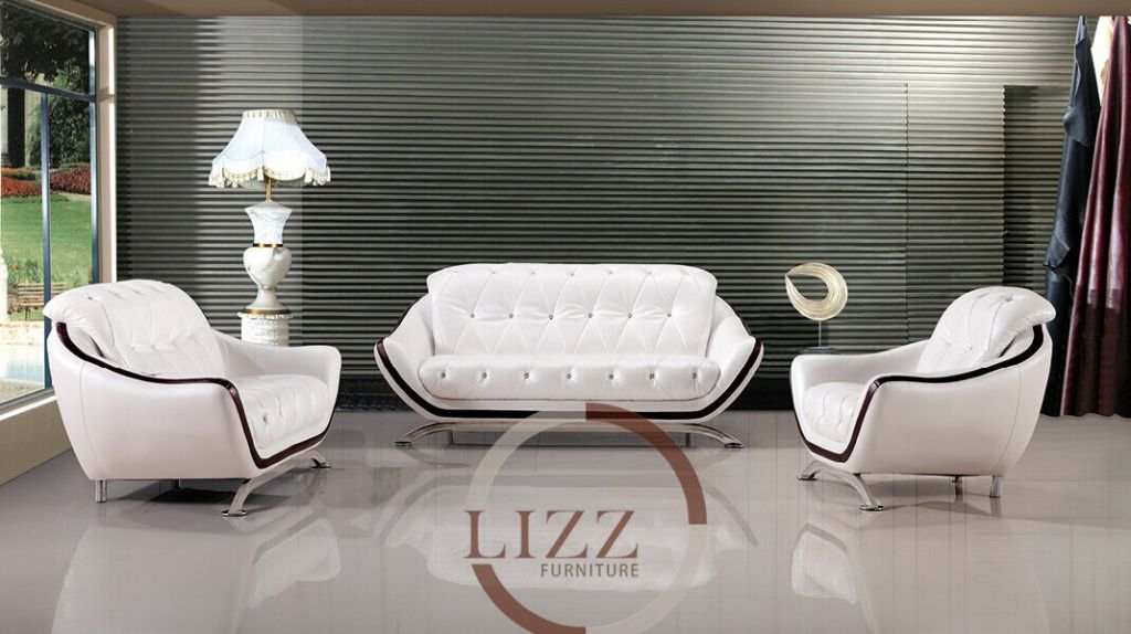 White Leather Sofa Set L.PA228