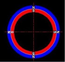 NdFeB magnet of radiation magnetized