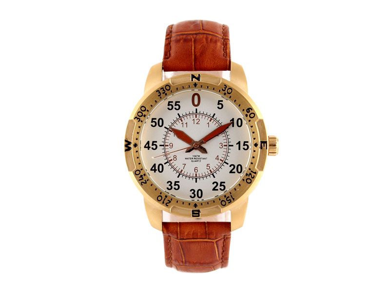 Generous Elegant Stainless Steel Case Leather Strap High Quality Analog Japanese Movement Quartz Wrist Watch for Men Wholesale Supplying (TE1881)