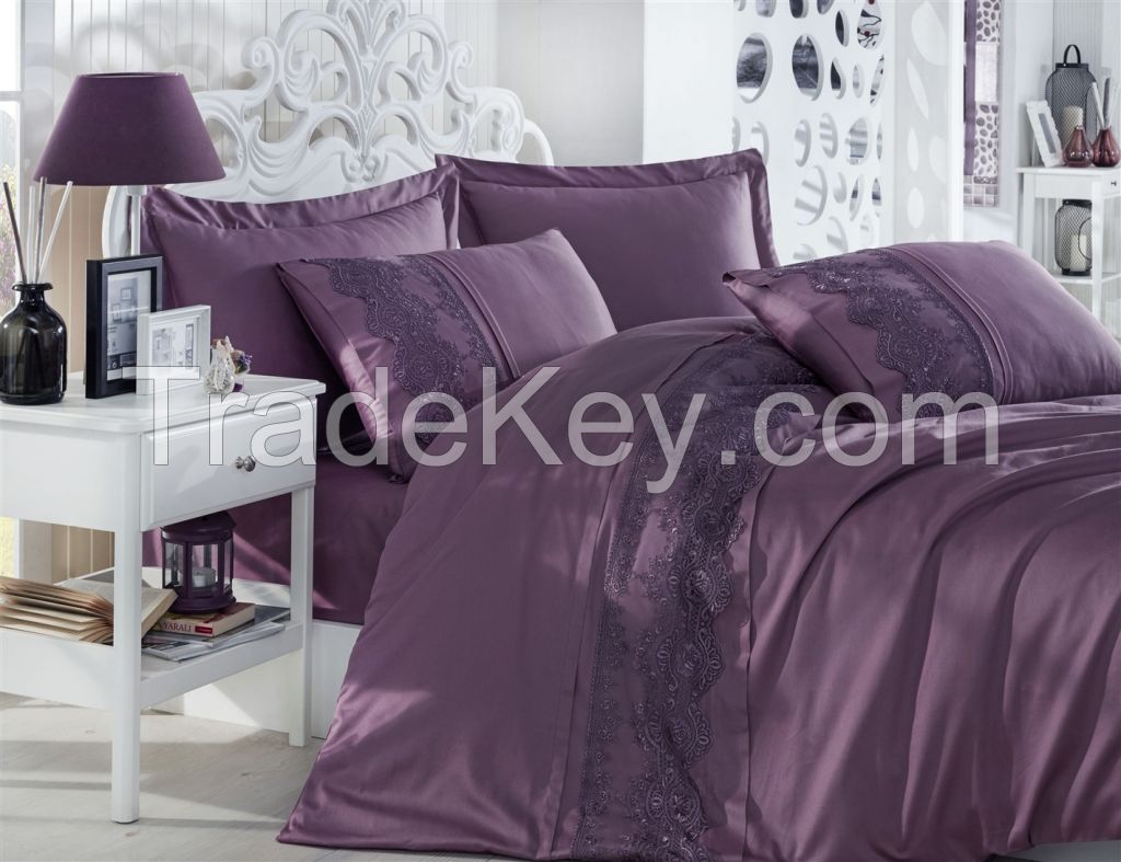 Cotton Satin King Size Duvet Cover Set- Isabel