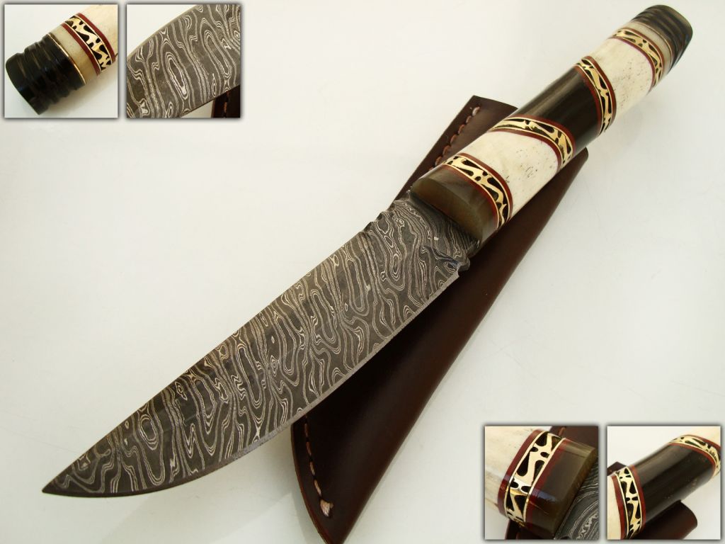 Damascus steel hunting knife