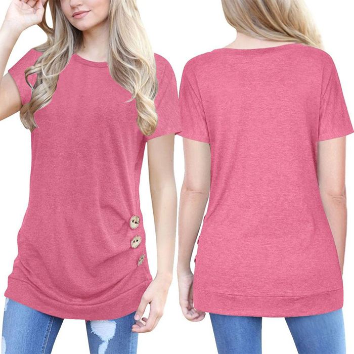 Fashion Round Neck Plain Women Short Sleeve T shirts