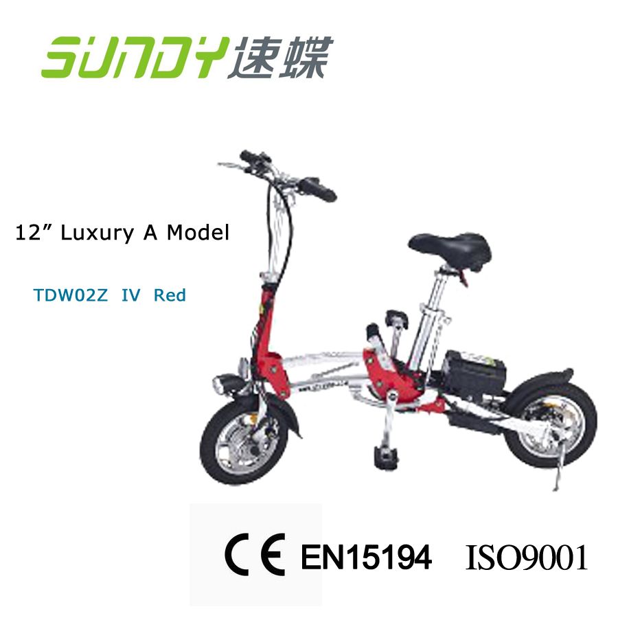 12-inch Disc Brake Mini Folding Electric Bicycle-Red