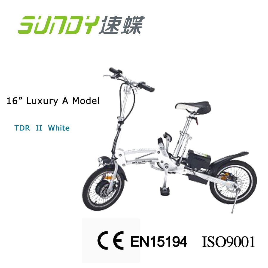 16" Folding Electric Bicycle duo disc brake-white