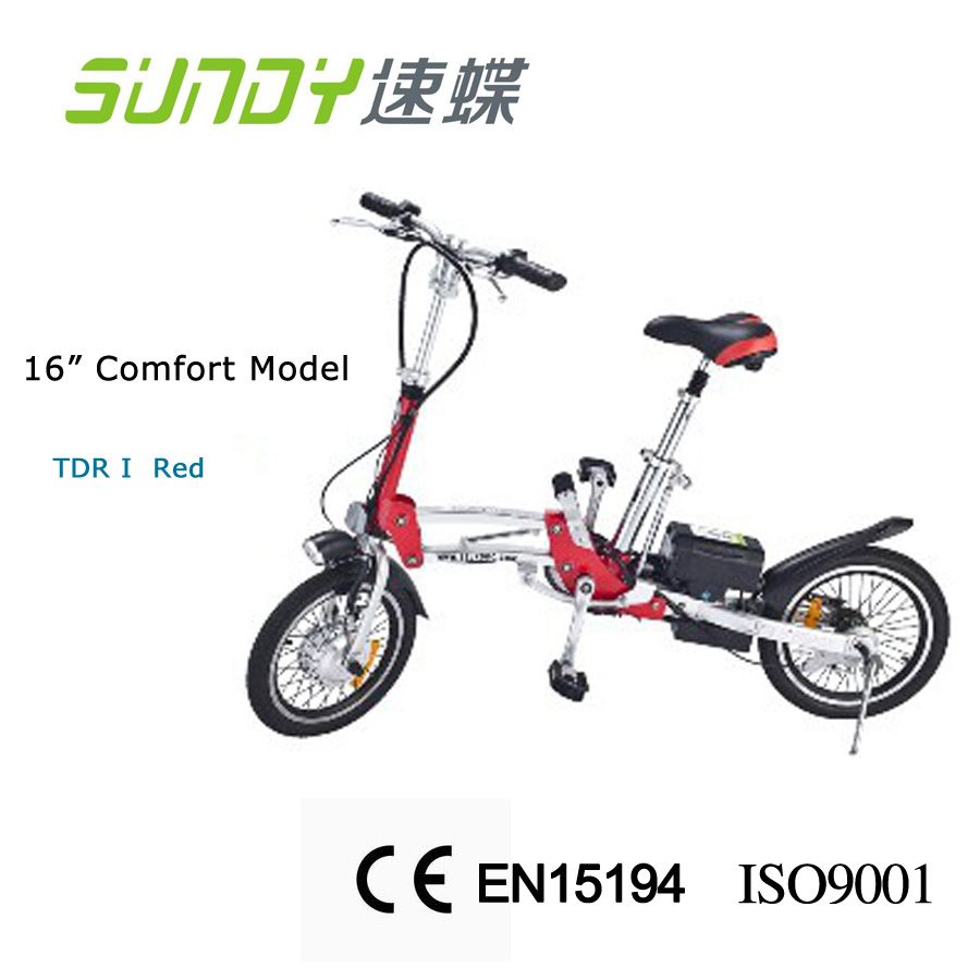 16-inch Mini Folding Electric Bicycle-red