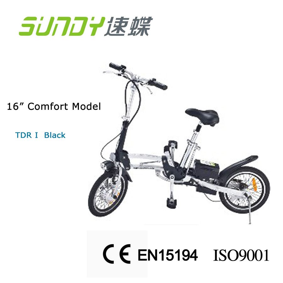 16-inch spoked wheel Mini Folding Electric Bicycle-black