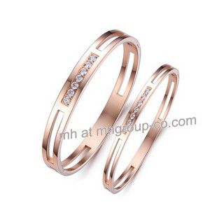 Fashion 316L Stainless Steel Gold Plated Couple Bangle Bracelet Jewelry Gifts