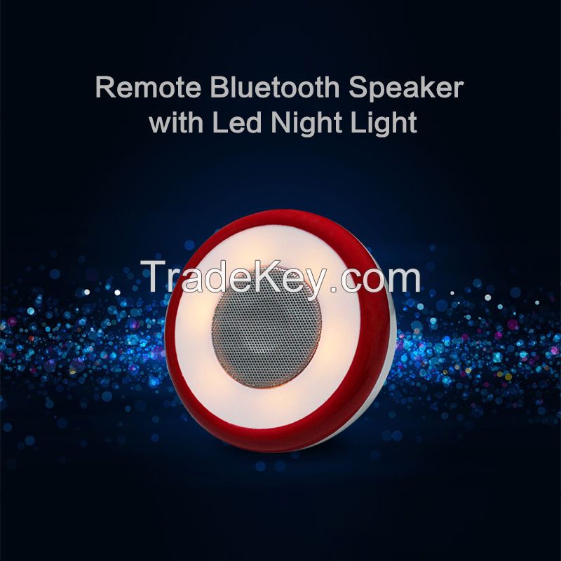 Remote LED night-light with wireless bluetooth speaker