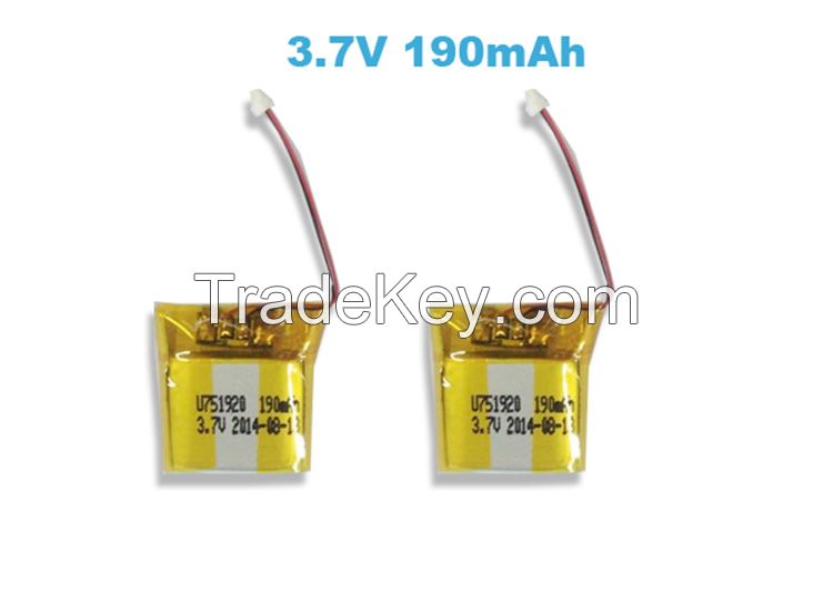 3.7V 190mAh Rechargeable Lithium ion Battery