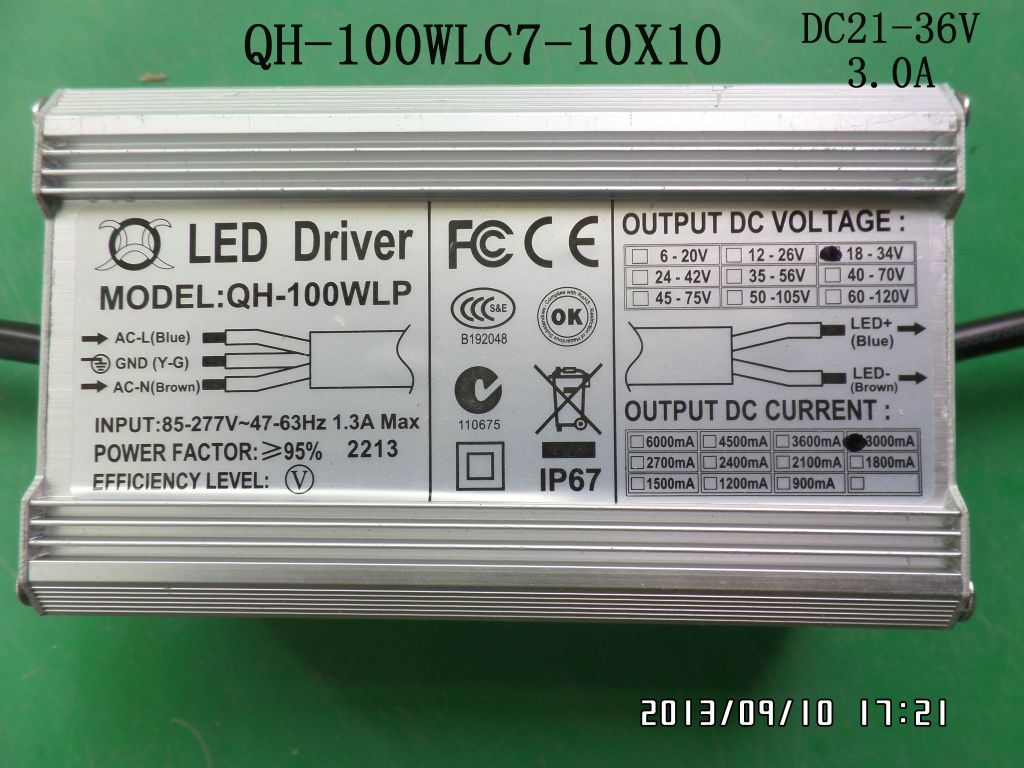 Waterproof LED driver 100W 90W 80W 3A 7-10S-10PX1 CE Qihan all aluminum case constant current power supply lighting transformer