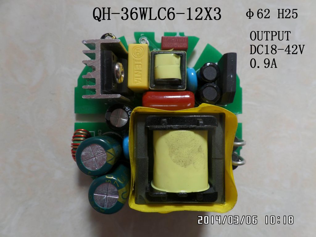 LED driver 36W 30W 28W 26W 24W 20W 900mA 6-12S-3PX1 CE round Qihan built in constant current power supply lighting transformer