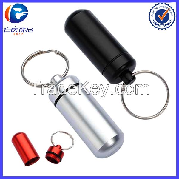 metal pill box keyring, box key chain