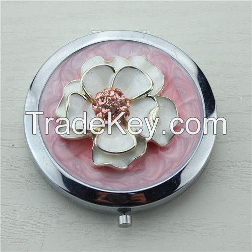 Flower compact mirror handmade enamel metal crafts makeup mirror