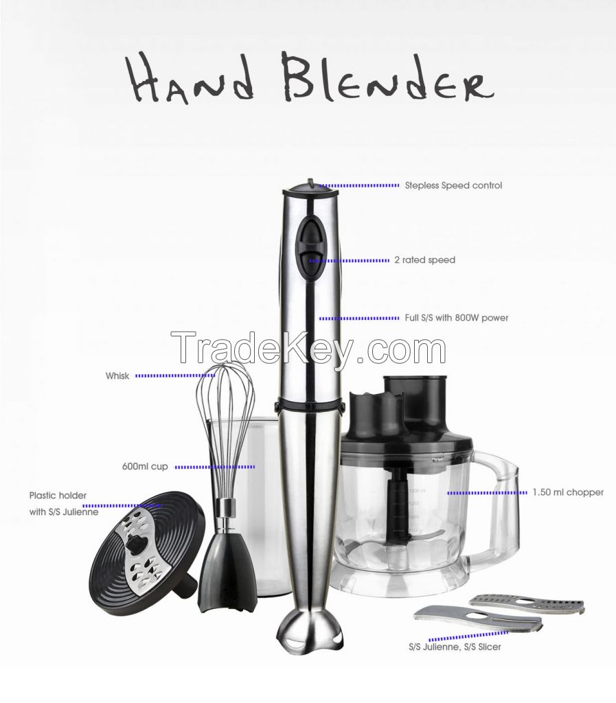 800W Hand Blender Food Processor Hand Mixer