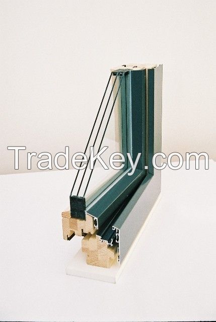 Wooden windows encased in aluminum