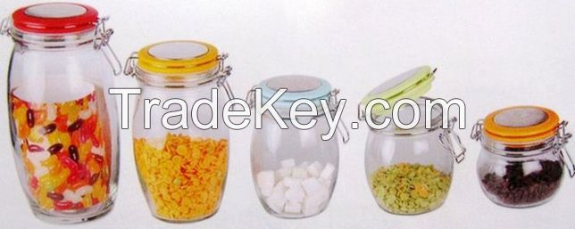 Glass Jar / Glass Bottle with Metal Clip (SS1132)