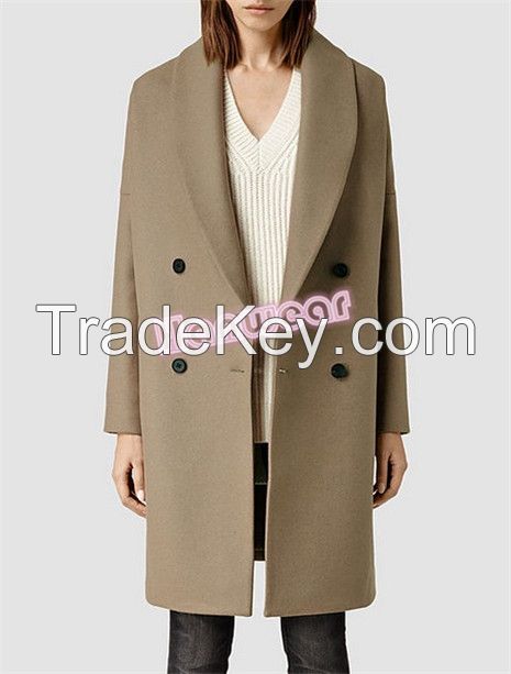 Women woolen long coat 2015W11