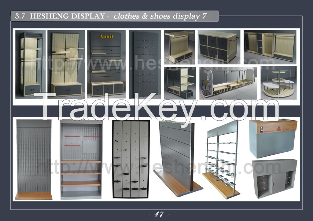 6 wall mounted metal display rack for clothes shop decoration