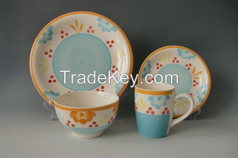 16pcs stoneware hand brush modern dinner set