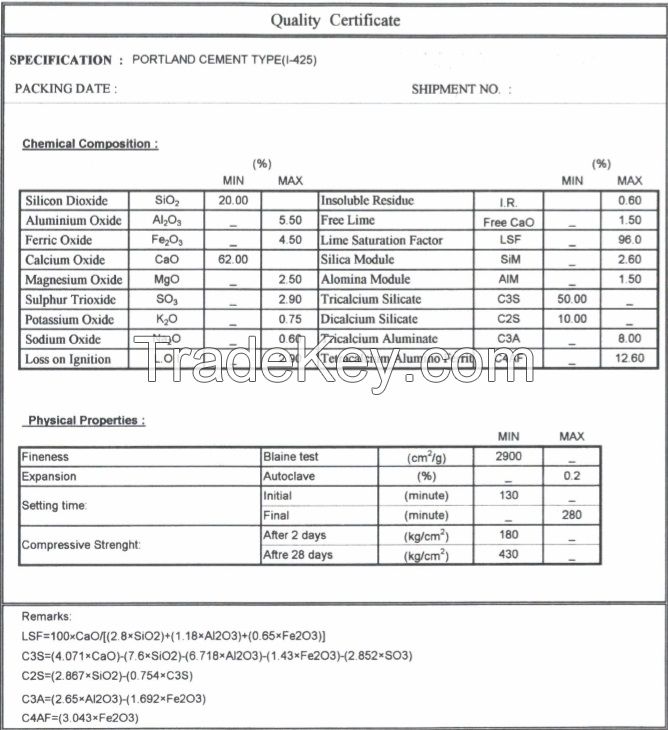 Cement  type 1 grade 42.5