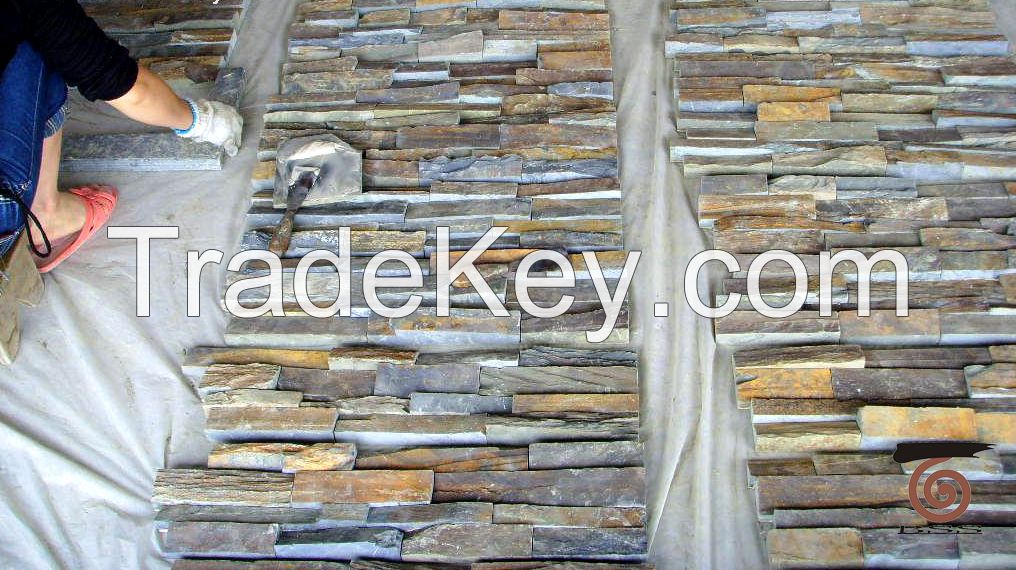 Natural Black Slate Ledgestone/Cultured Stone Walling Tiles