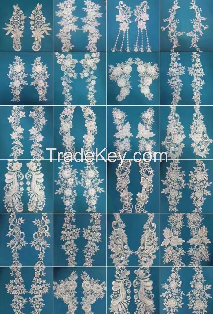 corded lace appliques lace flowers lace motifs, lace applique embroidered