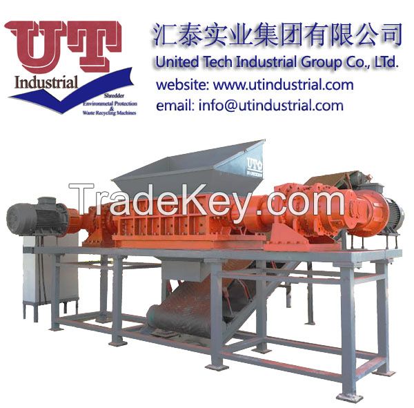 solid waste management / high capacity UT double shaft shredder / two rotors shredder /high capacity from factory