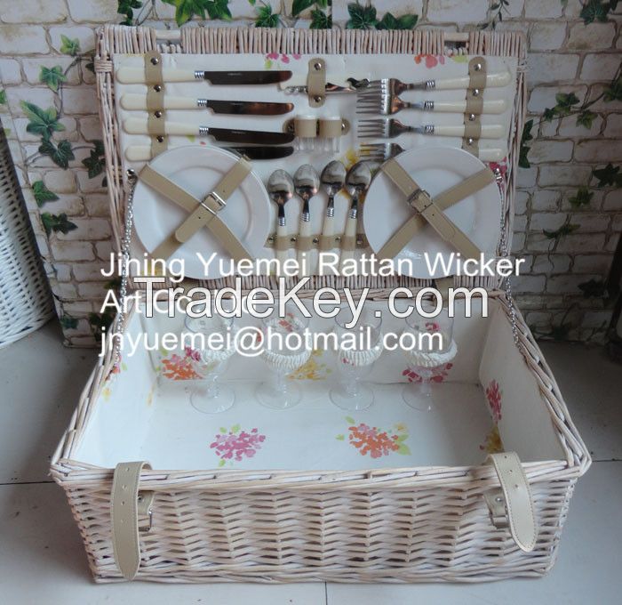 willow picnic basket wicker picnic basket for 4 person with tools