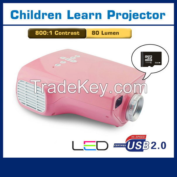 Mini led projector for children&#039;s early education, E03 with HDMI, VGA, AV, EF port