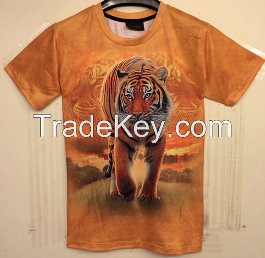 tiger animal graphic 3D printing shortsleeve t shirt