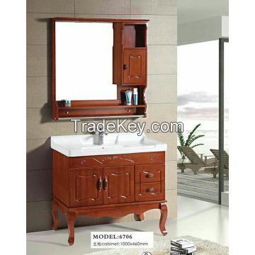 Solid wood Oak bathroom floor vanity cabinets 100cm at low price