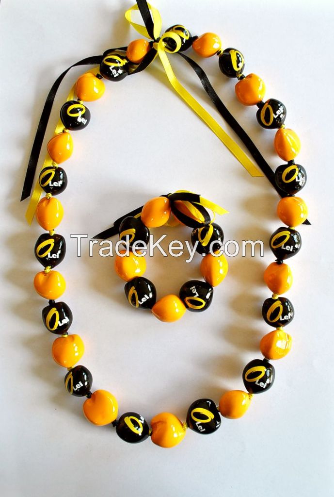 Custom Printed Kukui Nut and Wooden Beads