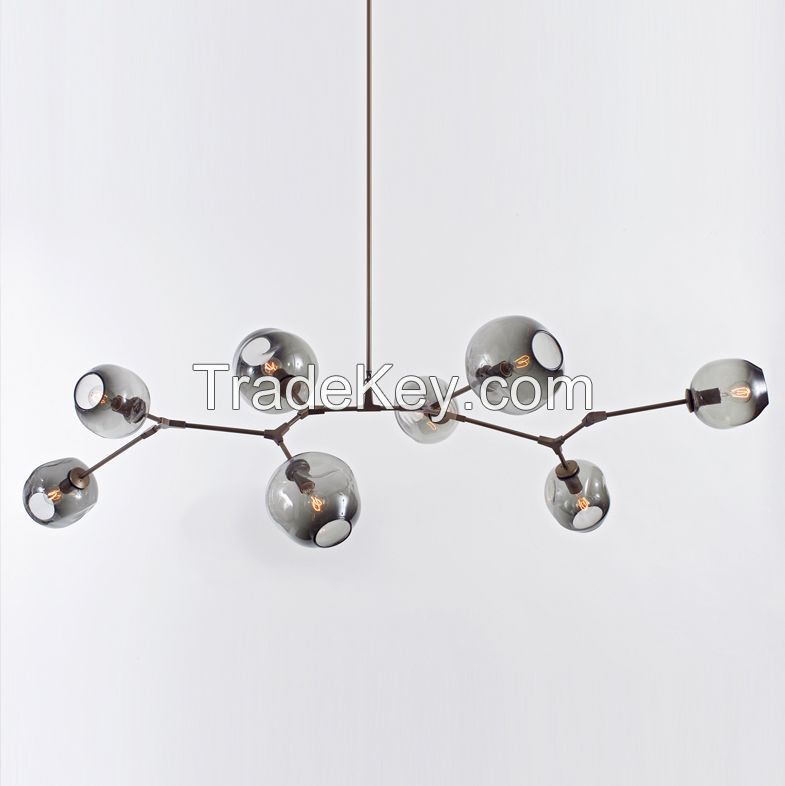 Lindsey Adelman 8 Globe Branching Bubble Glass Pendent Light, Modern Chandelier, Modern Living, Sitting, Dinning room, Bedroom, Kitchen, Restaurant, Lobby, bar, Hotel, Villa, Lounge, shopping center Lamp