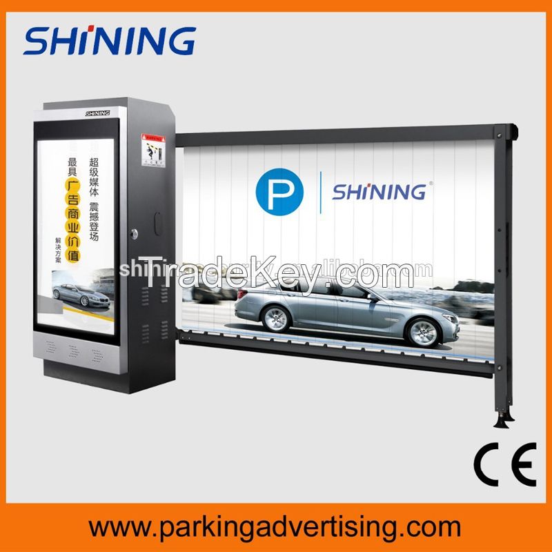 Parking barrier gate with advertising design business