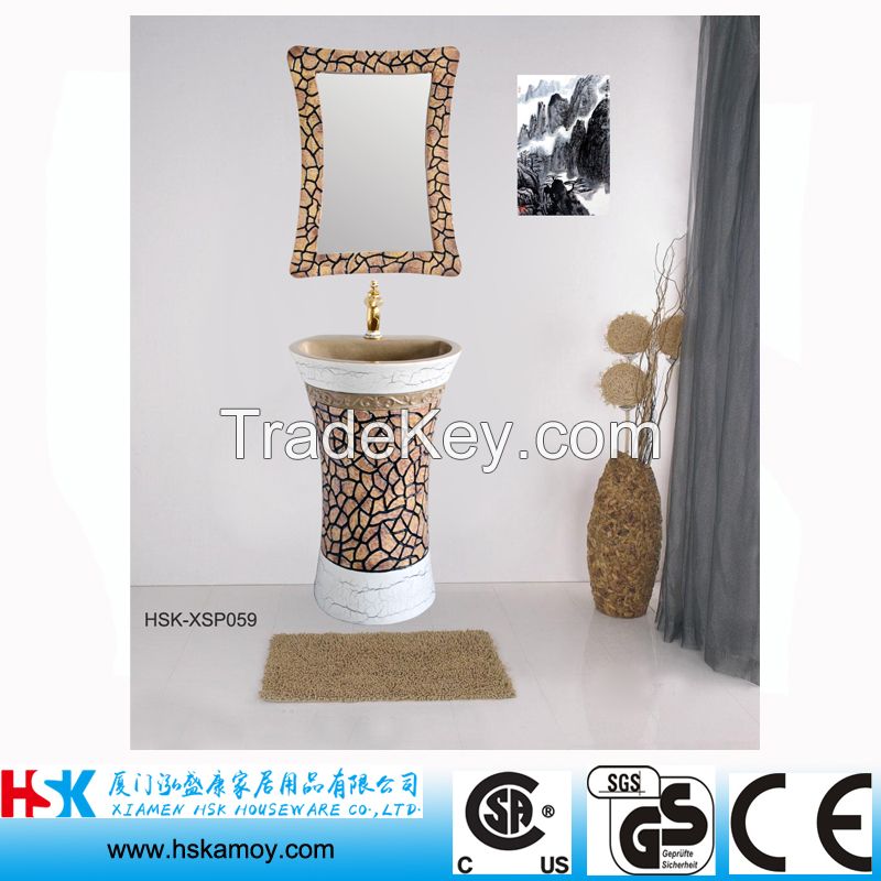 2016 New Bathroom Vanity, Fashion Bath Basin, Carving Toilet Sink with Wall Mirror