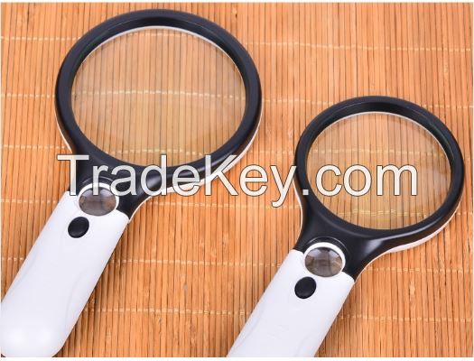 45X Handheld Magnifier 3 LED Light Reading Magnifying Glass Lens Jewelry Loupe