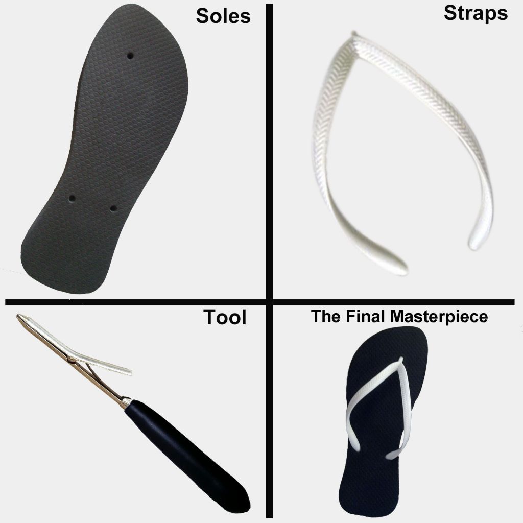 Unassembled Flip Flops- Soles and Straps