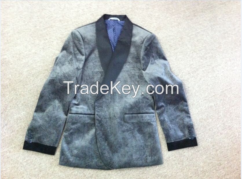 Mens TR suits  Velvet fabric shawl lapel-2 GREY color