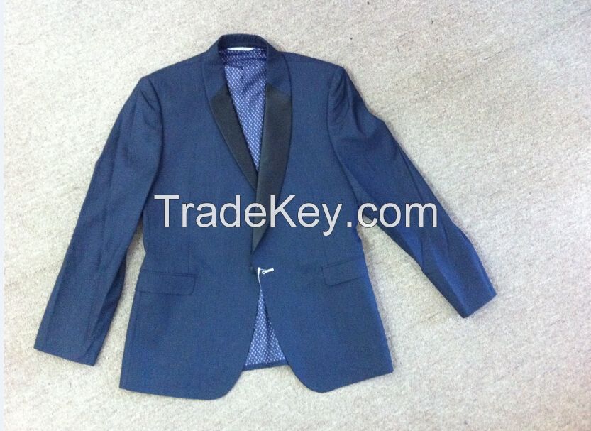 Mens TR suits  Velvet fabric shawl lapel-1 blue color