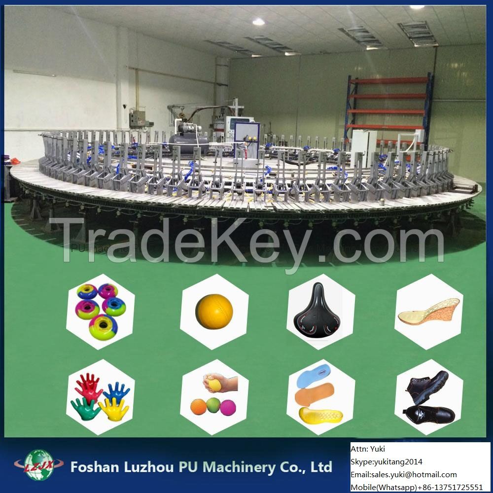 Injection molding machine making shoe soles