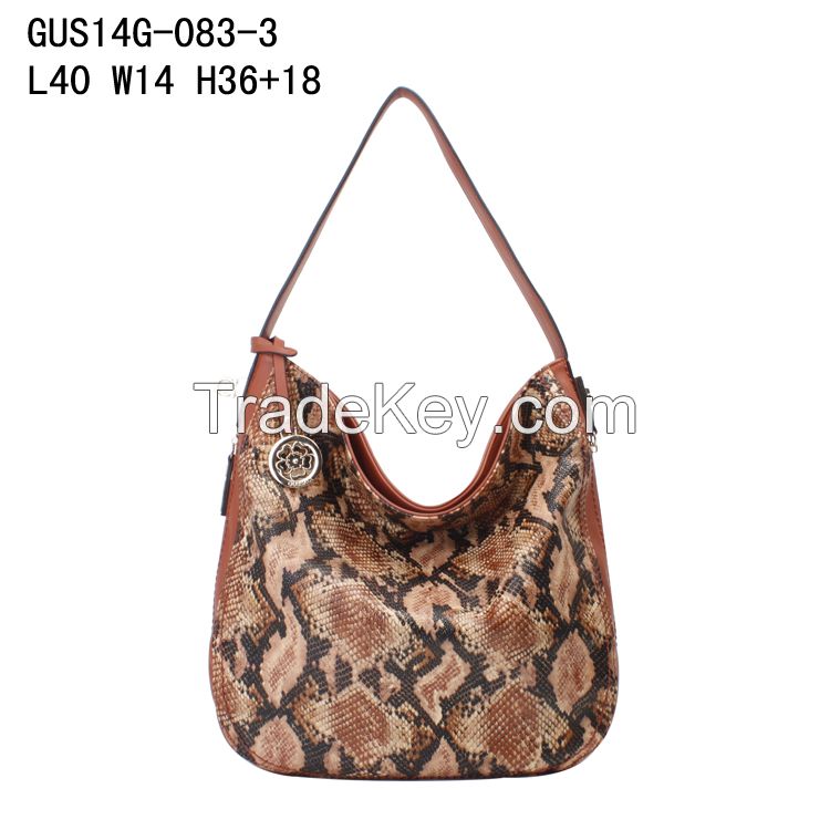 2015AW wholesale popular style snake printing pu hobo bag