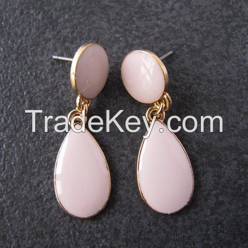 Fashion Europe style nature stone silver hook earrings