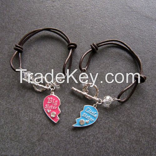 Leather rope DIY made Letter printed friendship bracelets