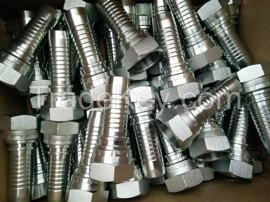 Carbon steel hydraulic hose adapters /metric female tube fittings by CNC machine