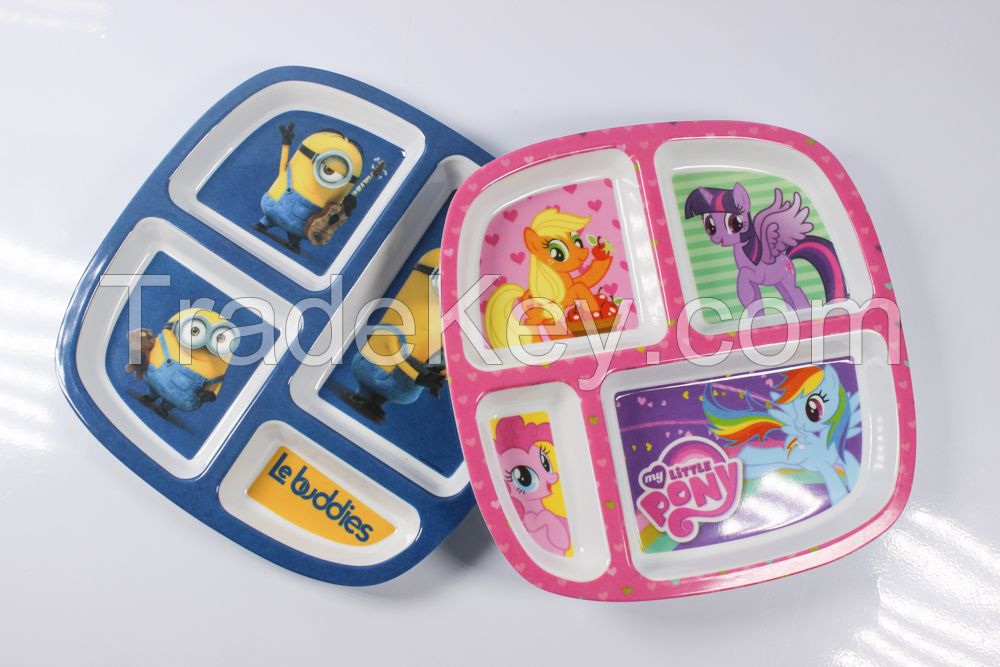 9'' children four section melamine plate