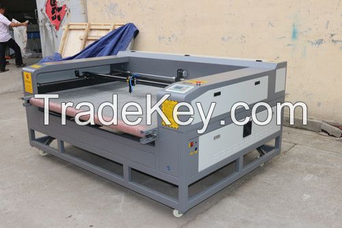 Automatic fabric/leather laser cutting machine with double heads